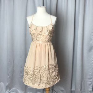 Peachy nude dress with sequins simple and pretty